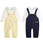 (店+)【Baby 童衣】兒童長袖連身衣 男女童海軍風假兩件吊帶連身服 嬰幼童寶寶外出連身裝 82050