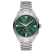 大高雄鐘錶城 EMPORIO ARMANI 亞曼尼 Claudio系列 AR11480 時空旅人日曆計時手錶 綠面 43MM｜樂天領券現折★全館特惠中★指定刷卡回饋10%