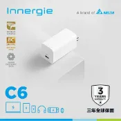 良興EcLife購物網 台達Innergie C6【GaN摺疊版】60W USB-C 萬用充電器(無附線) 60瓦原價 1490 (省 591)