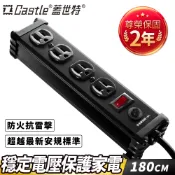 【全網最低價】Castle 蓋世特 3孔4座 鋁合金電源抗突波保護插座/延長線 180cm-多色任選