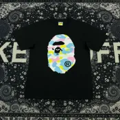 A bathing ape Bape 糖果迷彩大猿人頭短tee 黑 白 S-2XL