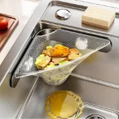 墨韵書香 驚爆價 臺灣熱賣🔥【廚餘瀝水架】免打孔 不鏽鋼角落廚餘過濾網架 過濾網 三角架 流理臺 排水孔 水槽濾網 隔離網 瀝水