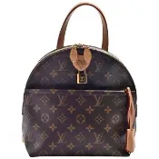 【Louis Vuitton 路易威登】M44944 經典Monogram塗層帆布牛皮鎖頭雙向拉鍊後背包(棕色)
