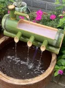 特價中●魚池魚缸竹子流水循環竹筒流水器石槽水缸過濾器流水增氧招財擺件