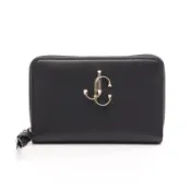 【DOKODEMO】【二手】Jimmy JIMMY CHOO Christie 圓形皮夾，黑色皮革，女款，二手