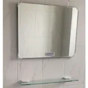 (店+)浴淋軍 台灣製造 無銅浴室鏡 橫掛式｜附玻璃平台｜60×45／70×50／80×60 公分｜化妝鏡 L1856