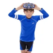 (店+)【ibella 艾貝拉】現貨男中童萊卡運動風立領長袖泳衣泳裝水母衣台灣製造36-8H19602-19男中童長袖水母衣