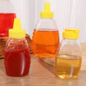 1-4 件蜂蜜分配器瓶 - 用於旅行便攜式楓糖漿番茄醬 - 蜂蜜擠壓瓶 - 空擠壓小罐子 - 存儲玻璃瓶醬 - 廚房工具
