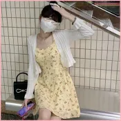 【碎花吊帶洋裝】夏季法式甜美辣妹風 小個子清新顯瘦 連身裙 度假穿搭 2025新款 女裝 夏日印花短裙 平口露背設計 輕