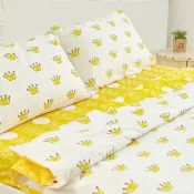 【BELLE VIE】台灣製 100%精梳純棉 單人加大床包-105x186cm(皇冠 純棉床包 卡通床包)