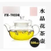 緹娜嚴選 tinaestore 【水晶花草壺-玻璃-FH-702DR -500ml-壺口7.5*高10cm-1套/組】耐熱玻璃茶具 不掉蓋花茶壺綠茶壺水晶手把-7501009