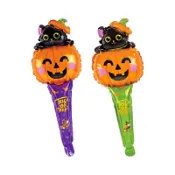 Halloween 萬聖節 南瓜貓 手拿鋁箔氣球 造型 派對 裝飾 裝扮 佈置 節慶 HW-03116 珠友【金玉堂文具