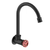 (店+)【BOSS】D-1203 MBR 工業風廚房壁式龍頭 單冷水 戶外龍頭 消光黑 電泳表面處理