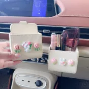 新北出貨💎汽車收納袋手機掛袋車內裝飾卡通車載出風口儲物雜物收納盒置物袋