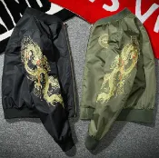 現貨+預購 空軍夾克 MA1外套-個性精緻刺繡中國龍飛行員男軍裝外套2色73pf3【獨家進口】【米蘭精品】