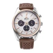 【ORIENT 東方錶】ORIENT東方錶 Quartz Sports系列太陽能跑馬計時腕錶 皮帶款 白色 - 40.0 mm(RA-TX0306S)
