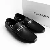 美國百分百【Calvin Klein】鞋子 CK 皮革 休閒鞋 樂福鞋 Loafer 皮鞋 豆豆鞋 男鞋 黑色 J862