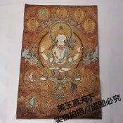 協貿國際日用品生活8館 唐卡刺繡 藏傳佛教 絲綢刺繡 織錦掛畫 尼泊爾 觀音佛像 白度母像