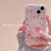 粉色兔子支架適用iphone13promax少女心蘋果12手機殼新款11網紅xr