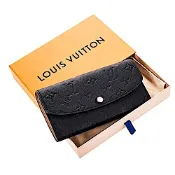 Louis Vuitton M62369 EMILIE皮革壓紋釦式長夾(黑色)