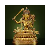 (店+)喜可xekoro全鎏金《文殊菩薩》精工銅雕室內家用《文殊師利》銅佛像擺飾