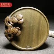 匠心非遺歙硯大師錢尼亞作品老坑黃魚籽天然原石硯臺收藏高檔立體擺件送禮佳品四大名硯之一手工浮雕碩果累累