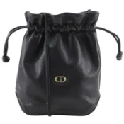 【DOKODEMO】Christian Dior 復古小牛皮肩背包，黑色，斜背包，抽繩包，女士 [二手]