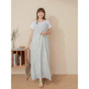 【OB嚴選】大理石紋印花細肩帶魚尾長洋裝