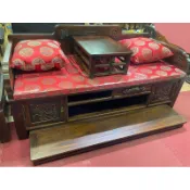 【香川家居】高雄展示廳 全新《大型 羅漢床3件組》  大寶椅 貴妃椅 古董鴉片床 原木雞翅木 實木傢
