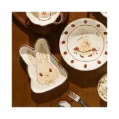 (店+)桃園出貨- 復古森系兔子陶瓷盤家用早餐甜品點心盤少女心ins風拍照餐具菜盤
