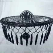 熱銷🔥古風大俠帽 黑色流蘇斗笠 漢服幕籬鬥笠 古裝俠客斗笠 紅色COS錦衣衛竹編拍攝道具帽 兒童舞蹈成人舞臺表演竹帽