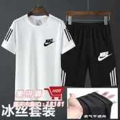  樂拼購🔥Nike速乾短袖T恤套裝 耐吉運動服 百搭寬鬆夏季套裝 adidas三葉草休閒運動服 透氣吸汗T恤 五分短褲