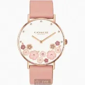 【COACH】COACH蔻馳女錶型號CH00204(白色錶面玫瑰金錶殼粉紅真皮皮革錶帶款)