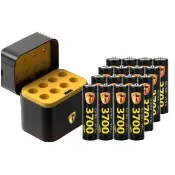 【KOTSURU】8馬赫 3號/AA 恆壓可充式1.5V鋰電池全新特大能量3700mWh16入+3號8槽 AI隨身收納盒充電器