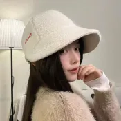 MoonDy 帽子 馬術帽 鴨舌帽 漁夫帽 毛毛帽 絨毛帽 羔羊毛帽 雙面戴 趙露思同款 顯臉小 防曬大帽簷 保暖防曬帽 禮物 021