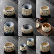 /陶瓷茶渣缸家用桌面水盂建水廢水缸功夫茶配茶洗杯零配 快速出貨FDD88