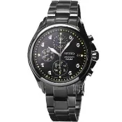 【SEIKO 精工】SEIKO精工 Criteria 藍寶石三眼星空鋼帶女錶-IP黑(SNDX67P1)