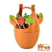 iSFun 野餐木桶 麥纖維甜點水果叉子(隨機色)