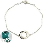 【Tiffany&Co. 蒂芙尼】台灣現貨 1837系列-雙戒環墜飾925純銀手鍊