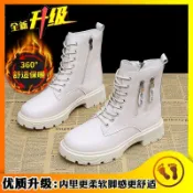 現+免運🚚 馬丁靴 短靴 馬丁靴厚底 增高 真皮皮靴 馬丁靴女秋季新款女靴子厚底側拉鏈春秋單靴冬季棉靴女士短靴