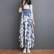 [韓國K.W.]韓國空運薄丹寧完美愛戀寬鬆牛仔拼接背心洋裝(小香風/輕量涼感/背心裙/休閒/日系/通勤/渡假)
