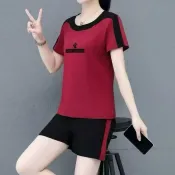 騰達百貨 《愛網購》~BA20408~休閒短袖短褲運動服套裝女夏季新款洋氣刺繡寬鬆顯瘦兩件套女休閒服裝女性衣服流行女裝