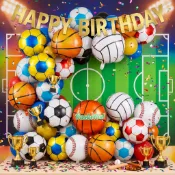 18 英寸棒球足球籃球氣球兒童生日裝飾鋁箔派對用品節日派對需要裝飾週年派對用品活動 DIY