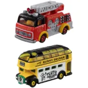 ☆88玩具收納☆日本直送 TOMICA 多美小汽車 DM-17 米奇 消防車 /DM-19 布魯托 雙層巴士 合金模型車