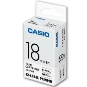 【CASIO 卡西歐】標籤機專用色帶-18mm白底黑字(XR-18WE1)