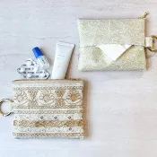 【多功能面紙收納包】壓紋環保皮革 印度刺繡織帶 花卉植物圖案