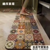 台灣出貨 可客製 復古花磚 廚房地墊 矽藻土 吸水吸油 大尺寸 速幹止滑 軟式矽藻土地墊 長條型防滑脚踏墊 珪藻土軟地墊