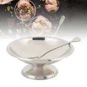 jiadass Oreilet 冰淇淋碗不銹鋼甜點布丁家用廚房食品級可重複使用零食容器日常家庭使用（短小 10 厘米）