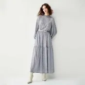 【iROO】蒲公英花卉印花長版洋裝