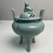 彩虹之屋 公司貨 免運 快速出貨 擺件 禮品 日本進口九谷香爐陶瓷醒獅調溫家用浮雕禪意室內茶道擺件